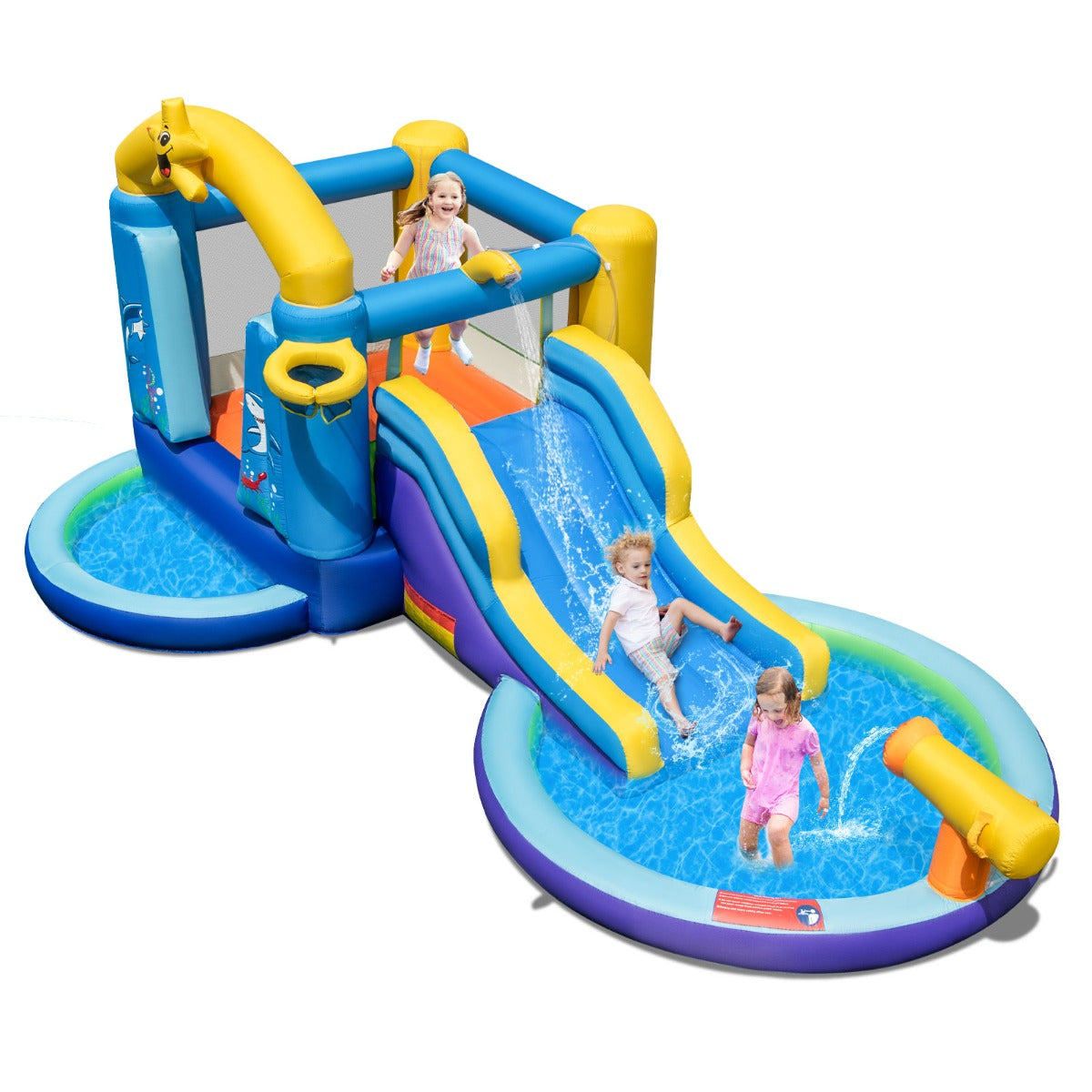 Castelo Insuflável Aquático para Crianças – 490 x 290 x 220 cm – Azul