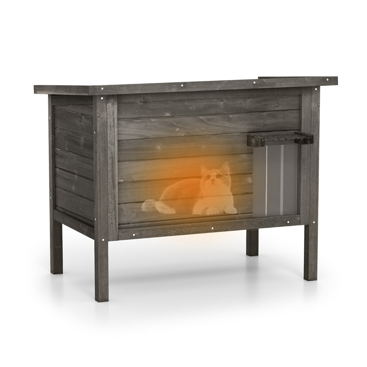 Casota para Gatos de Exterior em Madeira de Abeto Isolada com Telhado Inclinado em Asfalto 88 x 55 x 71 cm Preto