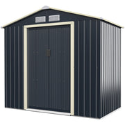 Abrigo de Jardim de Metal para Exterior com 4 Respiradouros e Portas Individuais Deslizantes - Organizador de Jardim - Principal + Extensão - 213 x 127 x 195 cm