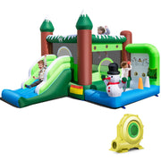 Castelo Insuflável Temático de Boneco de Neve com Insuflador de Ar de 735W Escorrega Piscina de Bolas 380 x 340 x 245 cm