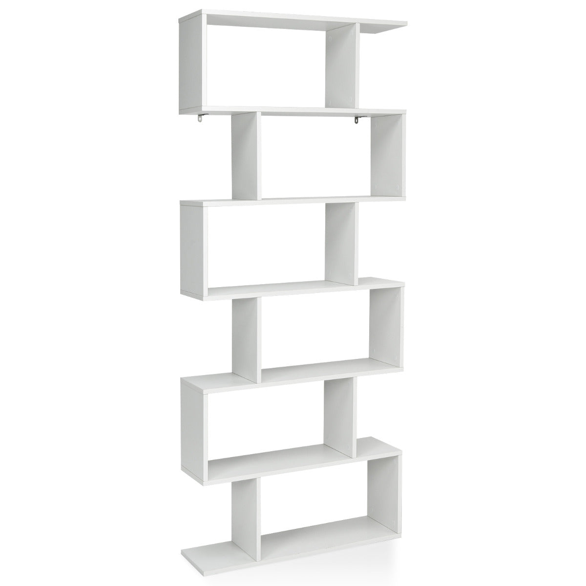 Estante de Livros de 6 Níveis em Forma de S - Dispositivo Antivuelco - Estantería Expositor - Branco 80 x 23 x 191 cm