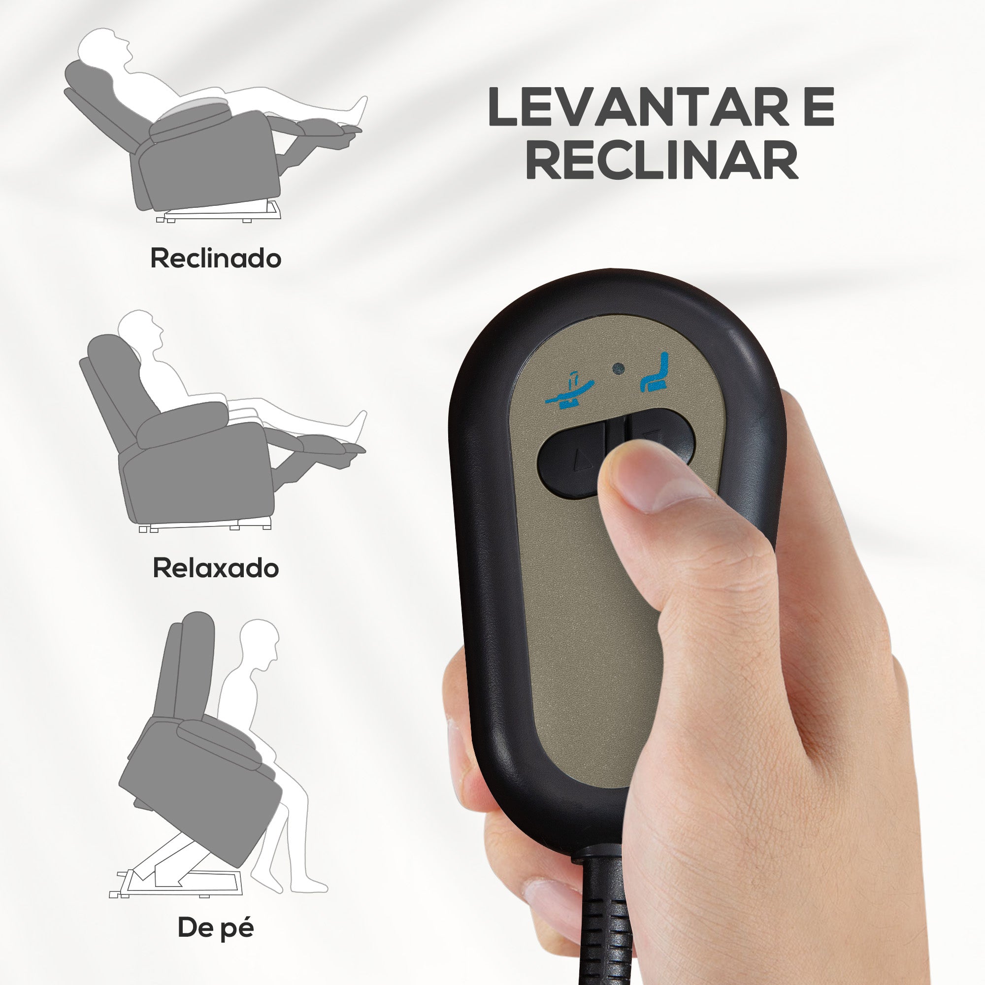 Poltrona Relax Reclinável Elétrica Cinzento 66x90x96 cm