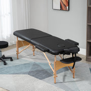 Marquesa de Massagem Dobrável 185x60 cm Preto - Altura Ajustável 61-88 cm