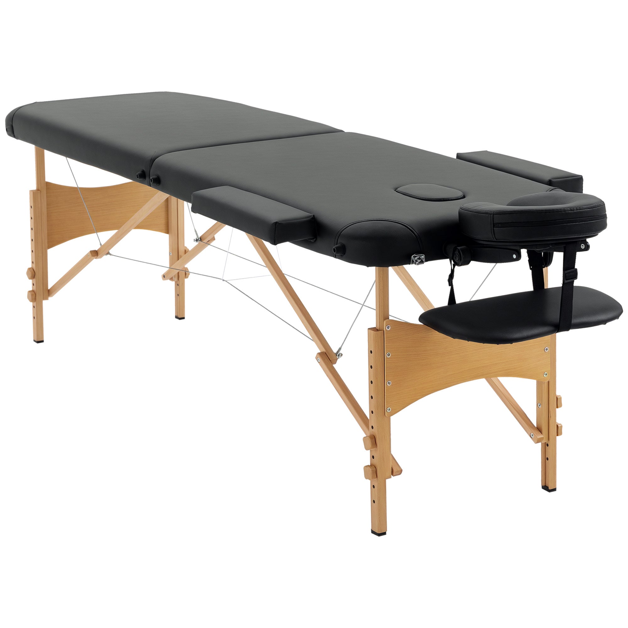 Marquesa de Massagem Dobrável 185x60 cm Preto - Altura Ajustável 61-88 cm