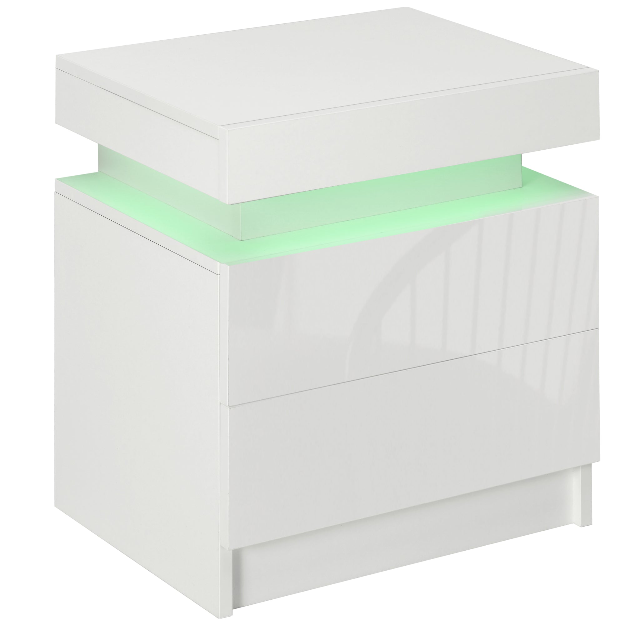 Mesa de Cabeceira com Luz LED 45x35x52 cm - Branco