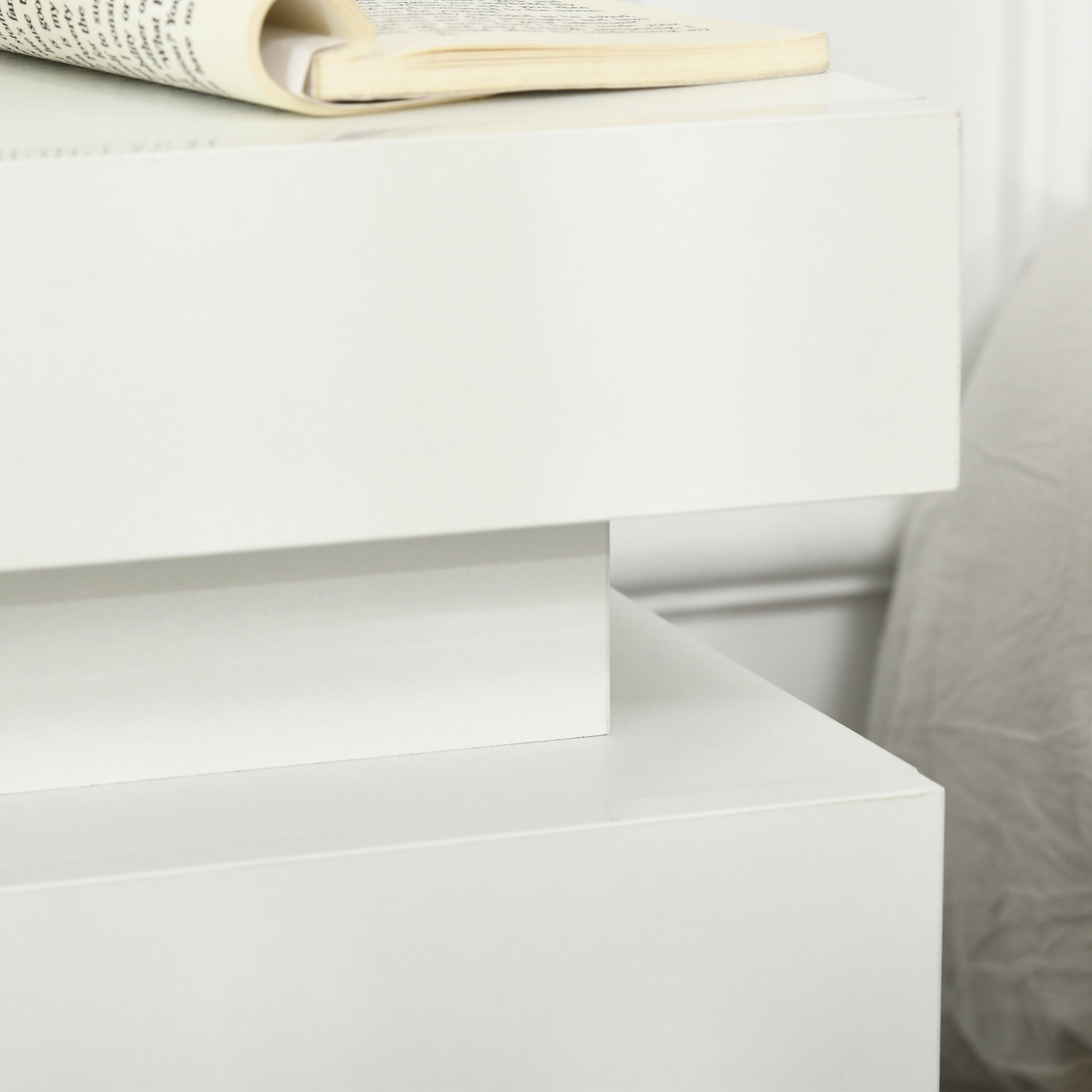 Mesa de Cabeceira com Luz LED 45x35x52 cm - Branco