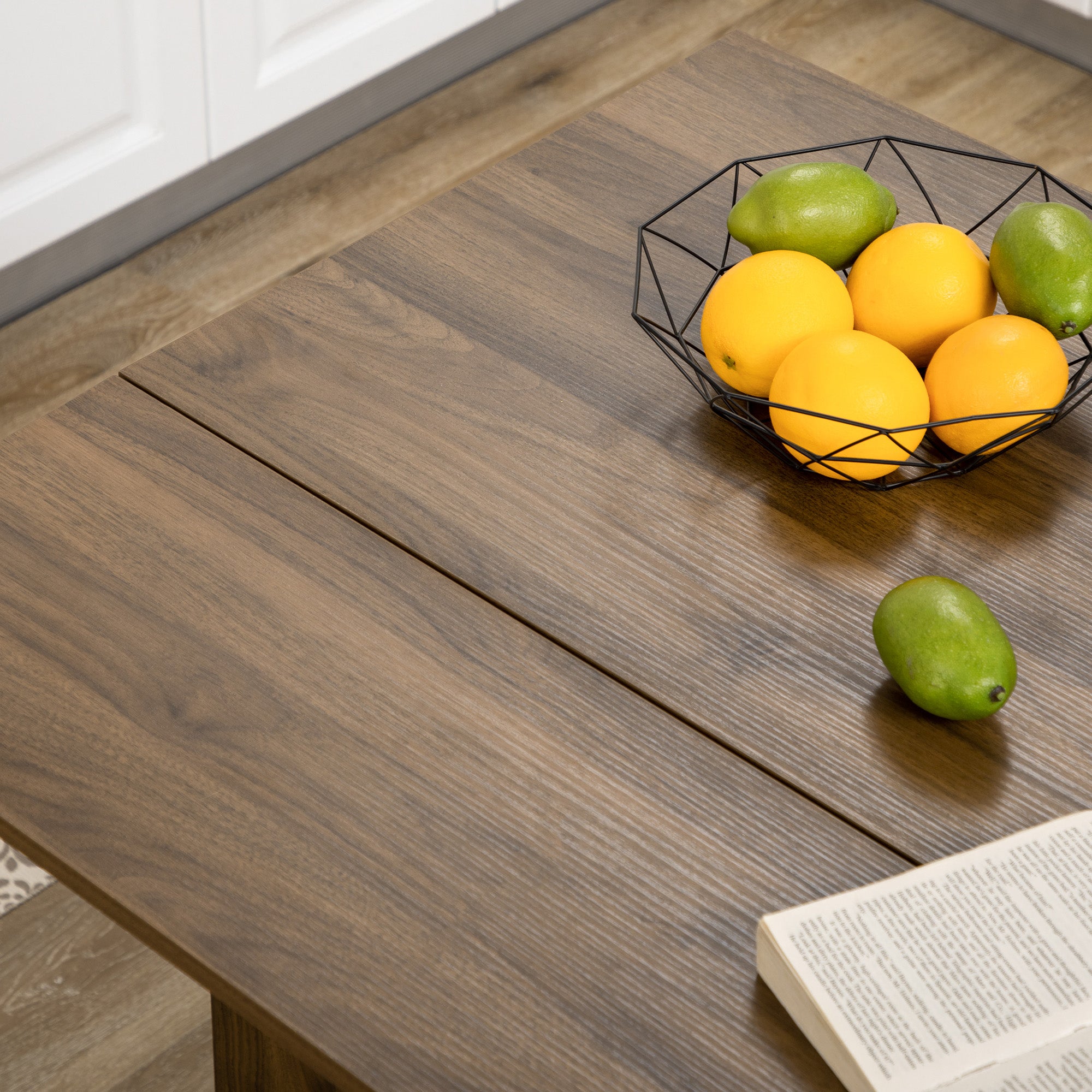 Mesa de Bar Extensível com 3 Prateleiras de Armazenamento - Marrom 120x76x91,4 cm