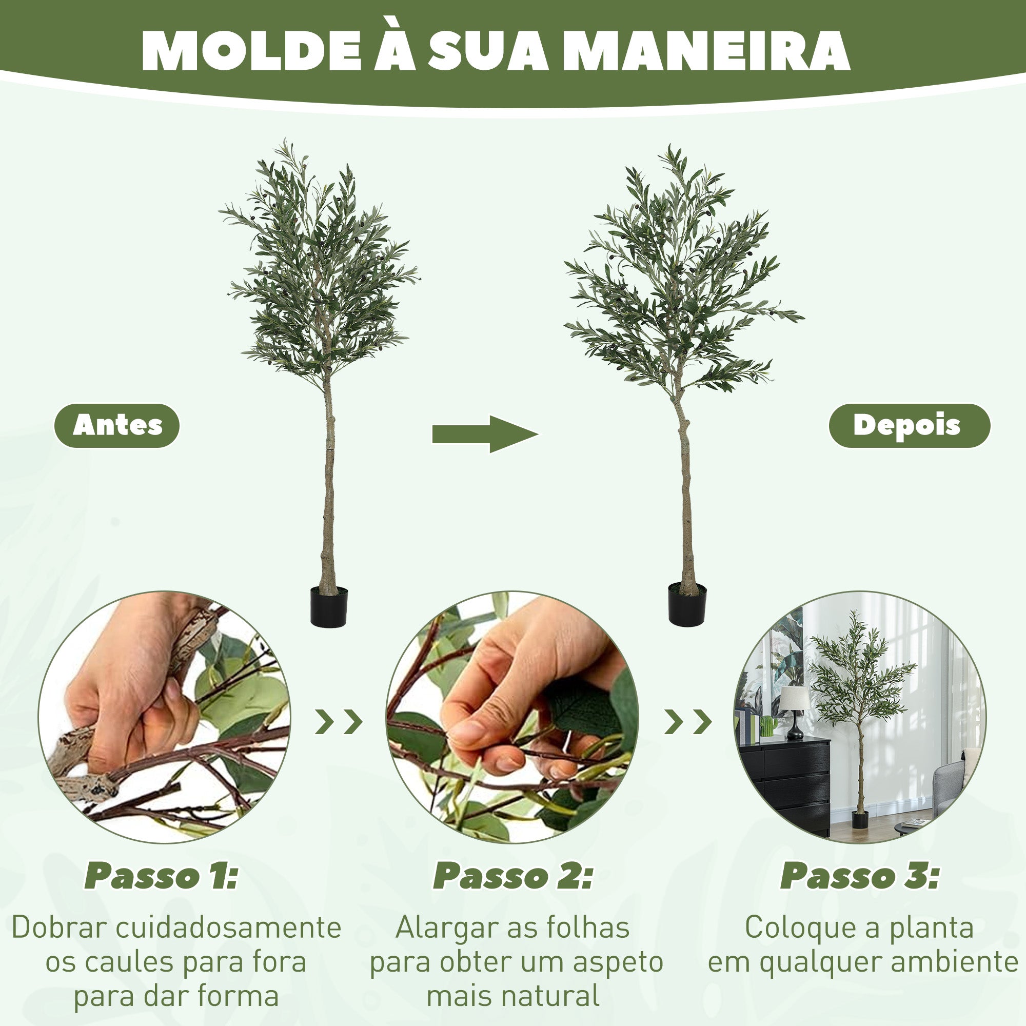 Planta Artificial Decorativa Verde 180 cm Ø15x180 cm