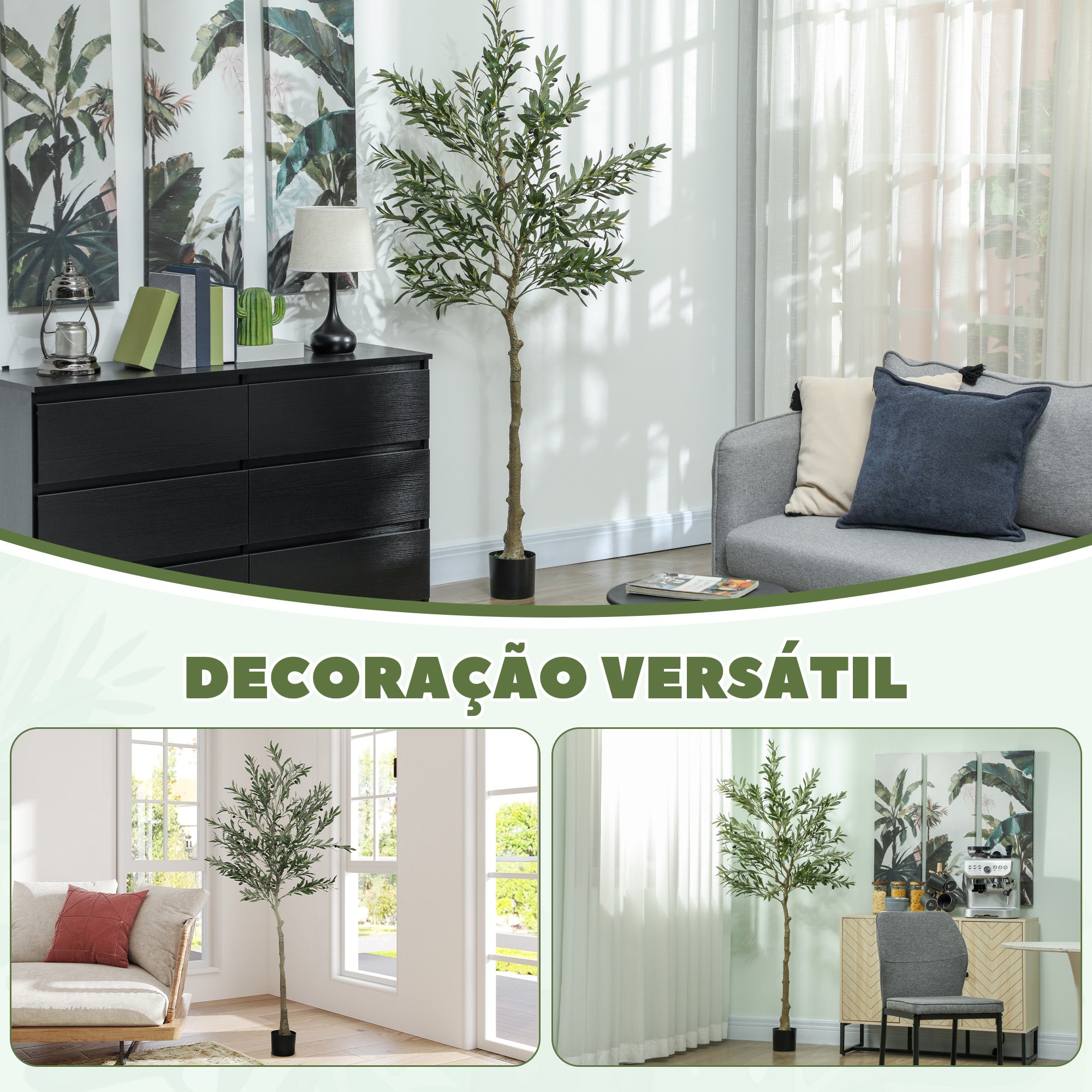 Planta Artificial Decorativa Verde 180 cm Ø15x180 cm