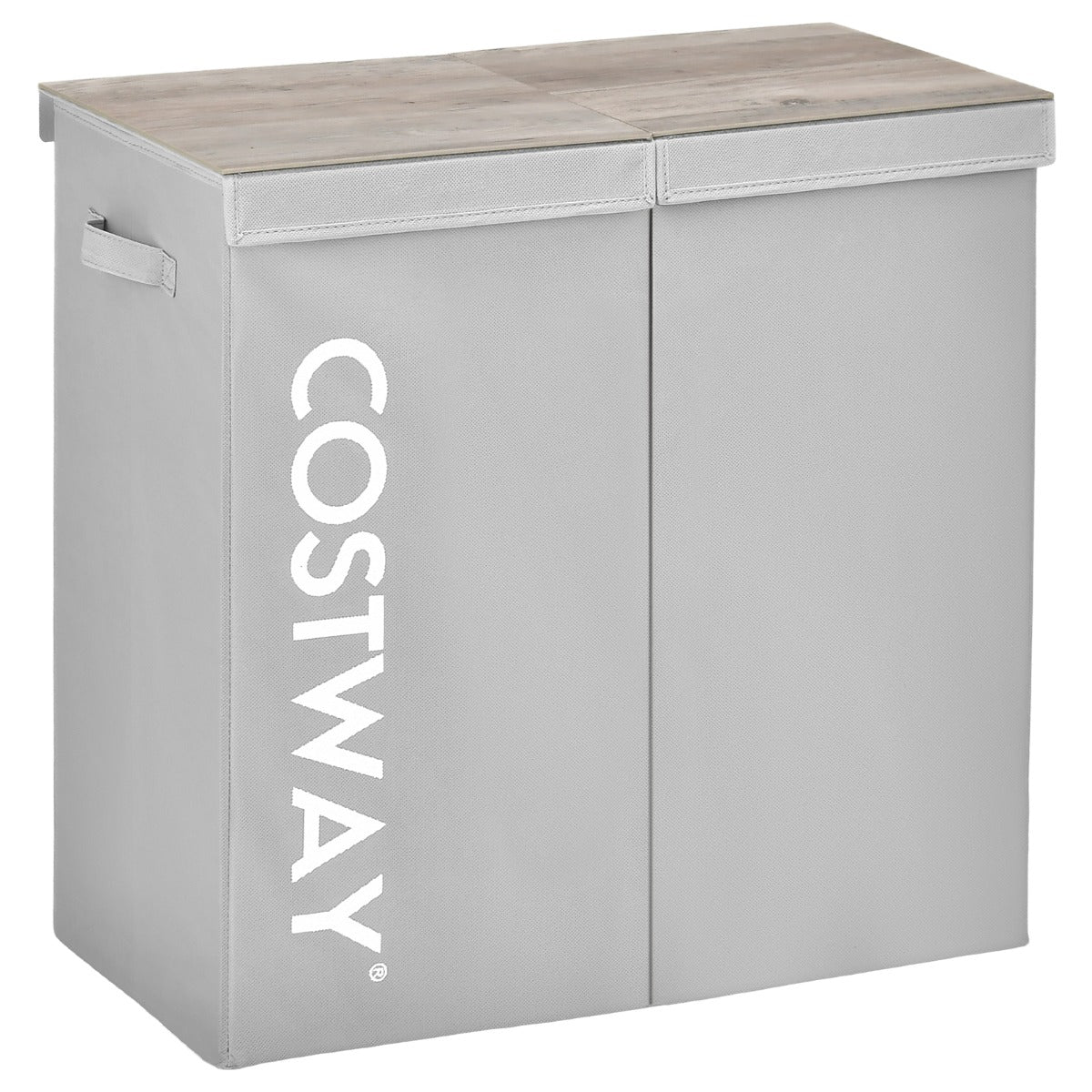 Cesto de Roupa com Tampa – 62 x 31 x 60 cm – Cinzento – Tecido