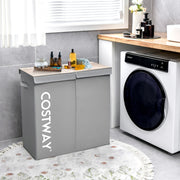 Cesto de Roupa com Tampa – 62 x 31 x 60 cm – Cinzento – Tecido