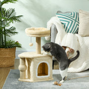 Arranhador para Gatos Marrom 42x30x66 cm com Cama, Caverna e Poste de Juta