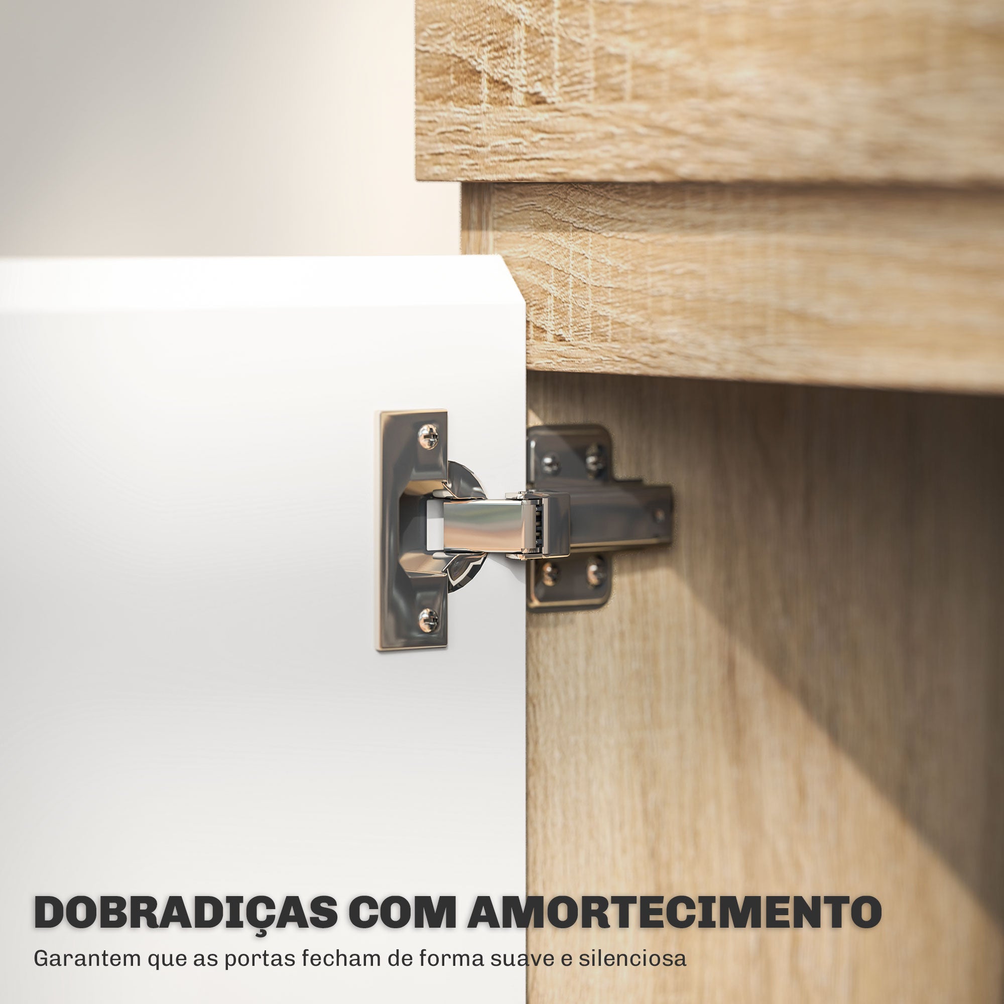 Móvel de TV Moderno 140x40x48 cm - Madeira e Branco