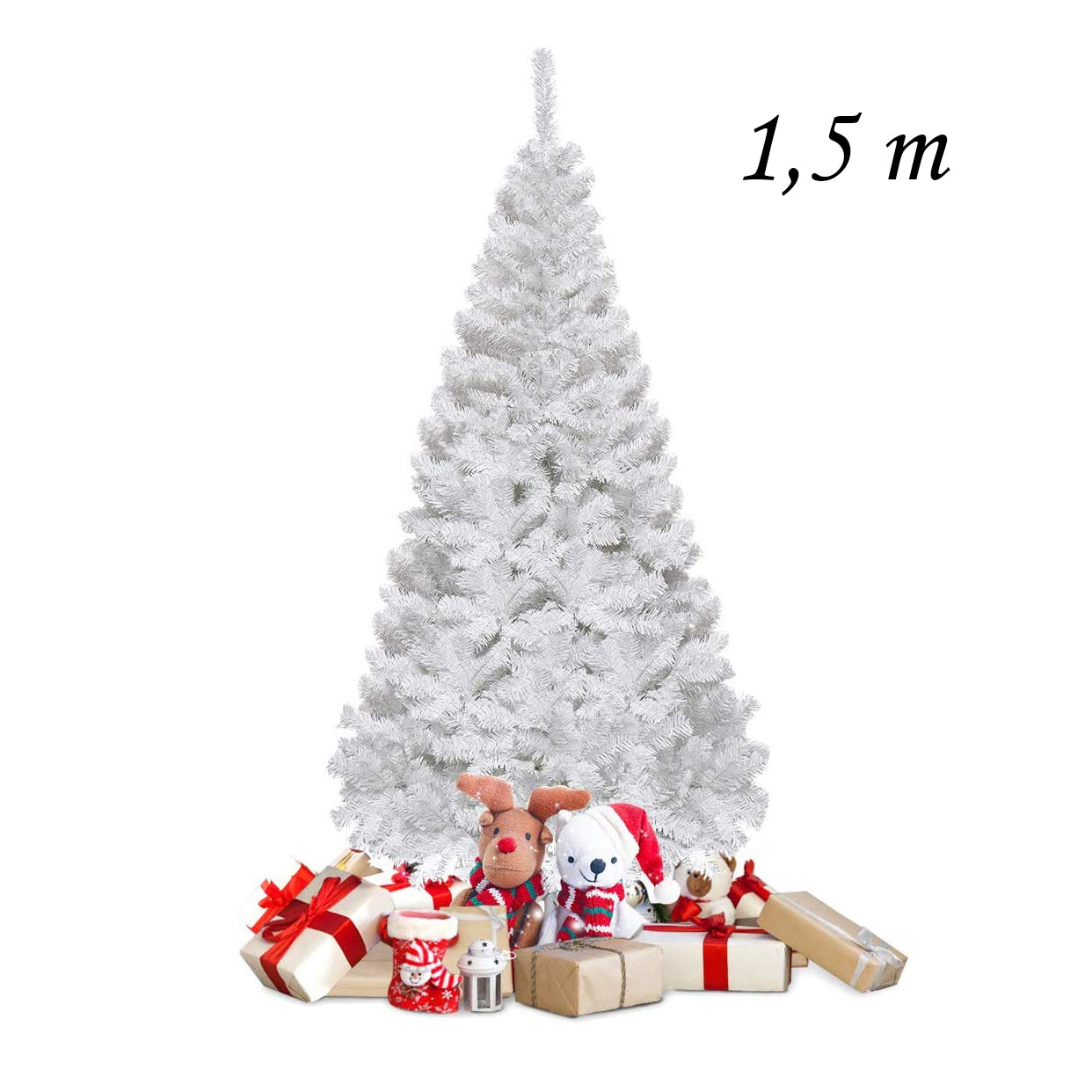 Árvore de Natal Artificial Branca de 150cm com Base Metálica em PVC para Decoração de Festas