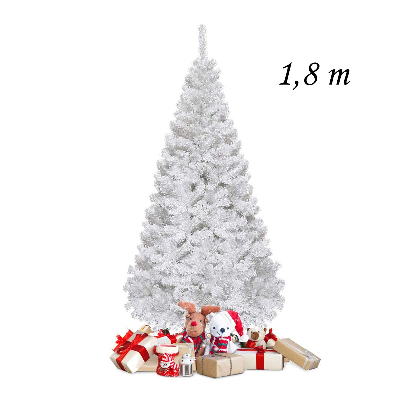Árvore de Natal Artificial Branca de 180cm com Base Metálica em PVC para Decoração de Festas