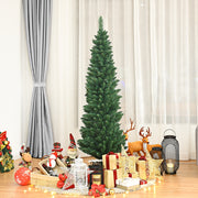 Árvore de Natal Artificial Lápis 150cm com 220 Pontas de Ramo PVC Ignífugo Suporte de Metal Fácil de Montar Verde