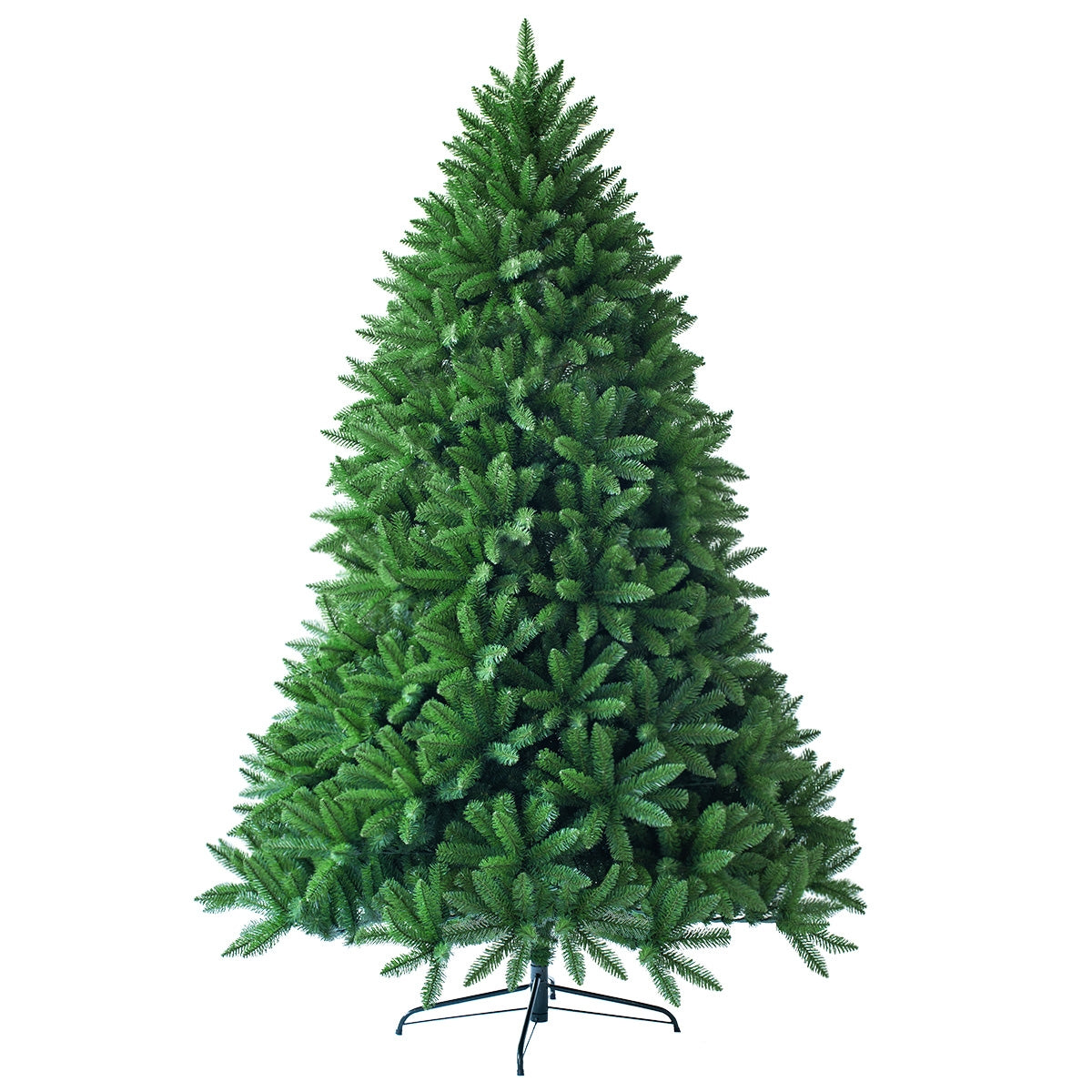 Árvore de Natal de 1,5m Não Iluminada com 600 Ramos Abeto Artificial com Base de Metal Resistente Verde