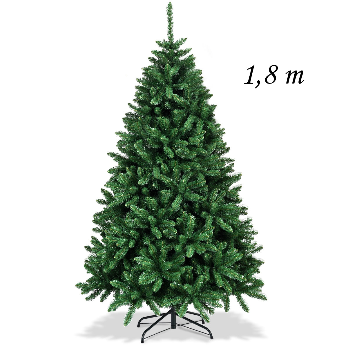 Árvore de Natal Artificial de 1,8m com Base em Metal Resistente - Verde