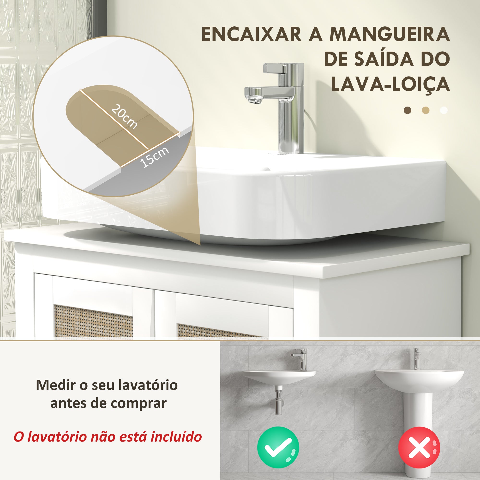 Móvel Casa de Banho 60x30x60 cm Branco