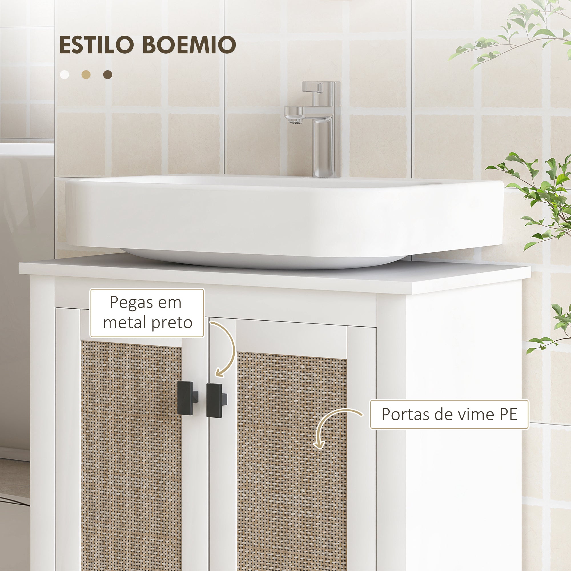 Móvel Casa de Banho 60x30x60 cm Branco