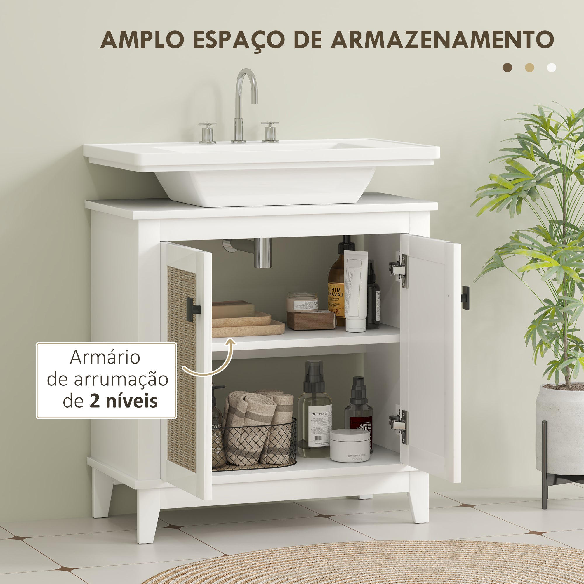 Móvel Casa de Banho 60x30x60 cm Branco