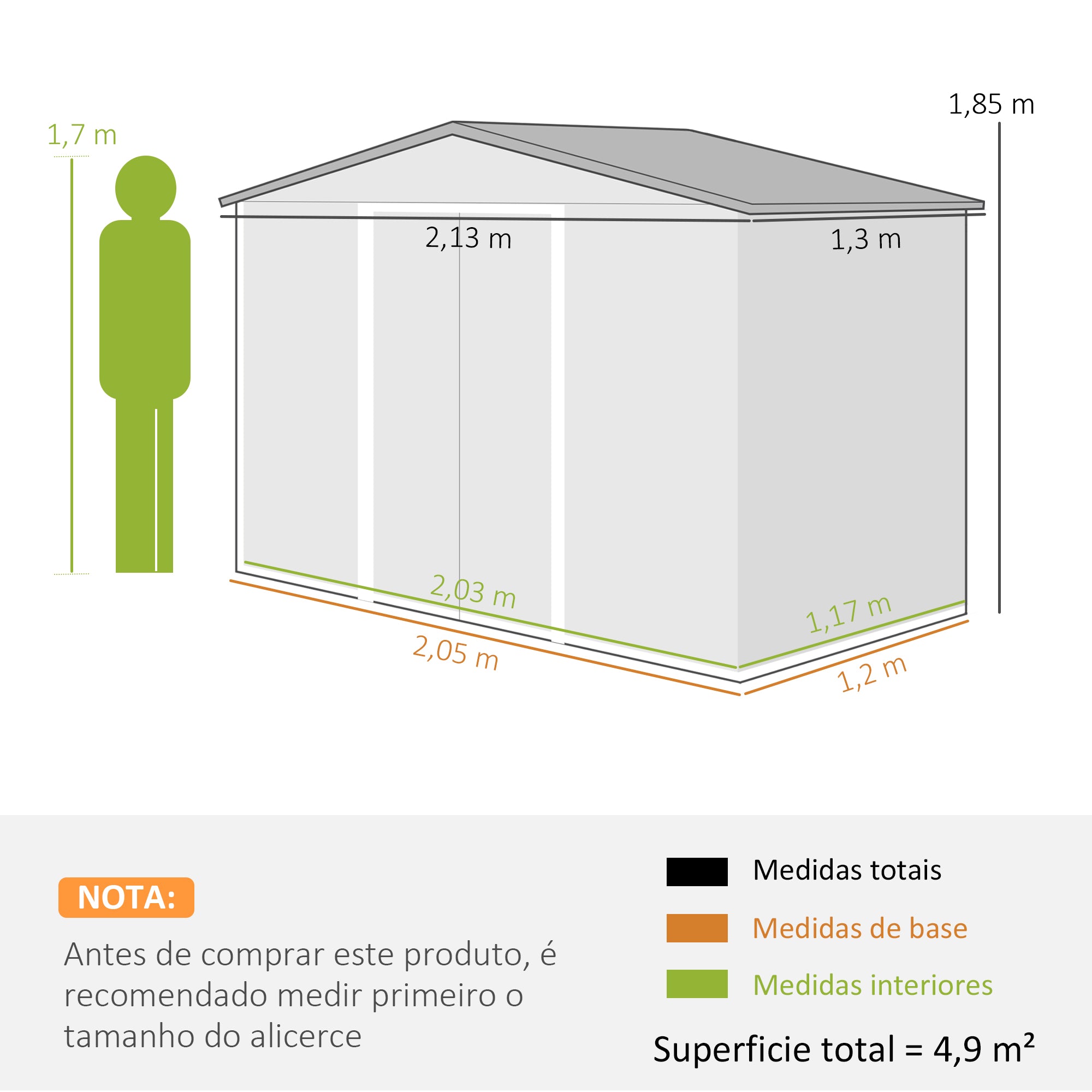 Abrigo de Jardim Metálico Marrom 213x130x185 cm
