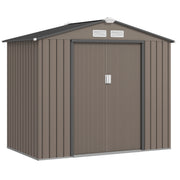 Abrigo de Jardim Metálico Marrom 213x130x185 cm