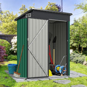 Abrigo de Jardim com Telhado Inclinado Portas com Fechadura Ventilação Pátio Jardim 150 x 88 x 185 cm Verde Claro