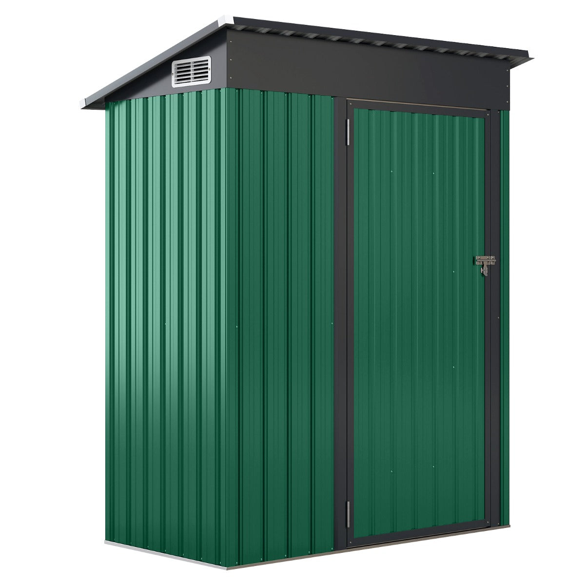 Abrigo de Jardim com Telhado Inclinado Portas com Fechadura Ventilação Pátio Jardim 150 x 88 x 185 cm Verde Claro