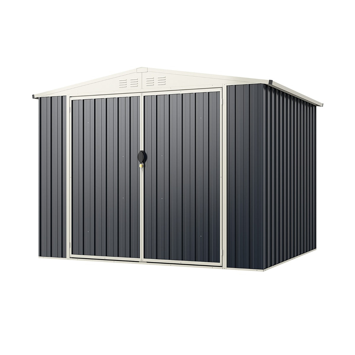Abrigo de Jardim de Armazenamento Exterior em Metal de 246x193x180 cm - Cobertizo de Ferramentas Utilitárias em Aço com Porta com Fechadura