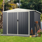 Abrigo de Jardim de Armazenamento Exterior em Metal de 246x193x180 cm - Cobertizo de Ferramentas Utilitárias em Aço com Porta com Fechadura