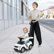 Carrinho de Empurrar 3 em 1 para Crianças 18-36 Meses Brinquedo de Passeio com Pega Removível Carrinho Deslizante com Buzina e Som Branco