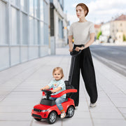 Carrinho de Empurrar 3 em 1 para Crianças 18-36 Meses Brinquedo de Passeio com Pega Removível Carrinho Deslizante com Buzina e Som Vermelho