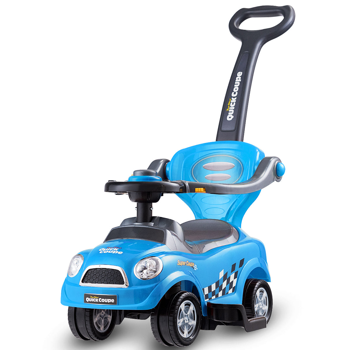 Carrinho de Empurrar Infantil 3 em 1 com Barandilhas Removíveis e Design Azul