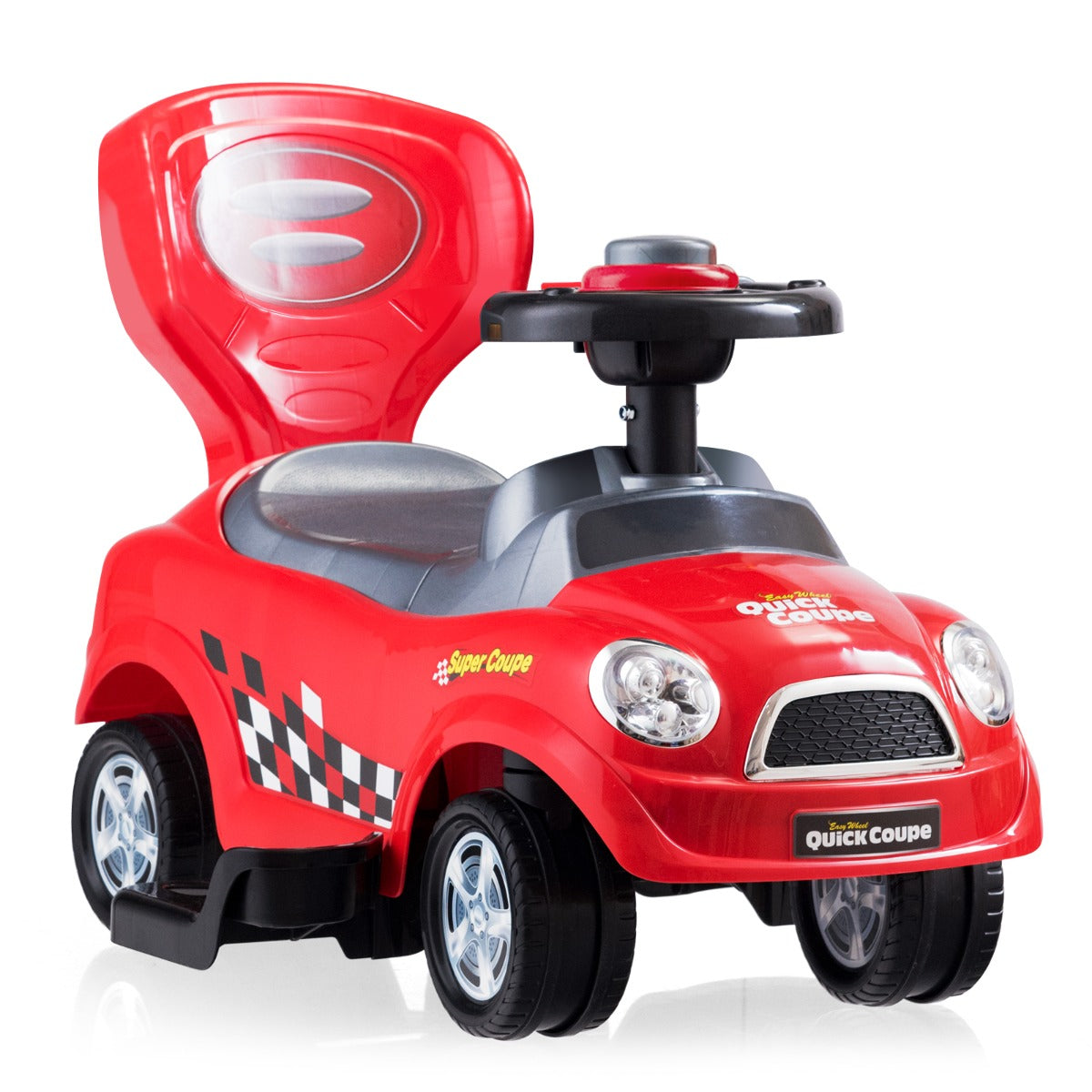 Carro de Empurrar Infantil 3 em 1 com Barandilhas Destacáveis e Design Vermelho