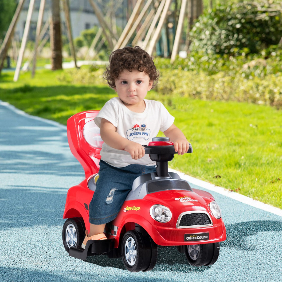 Carro de Empurrar Infantil 3 em 1 com Barandilhas Destacáveis e Design Vermelho