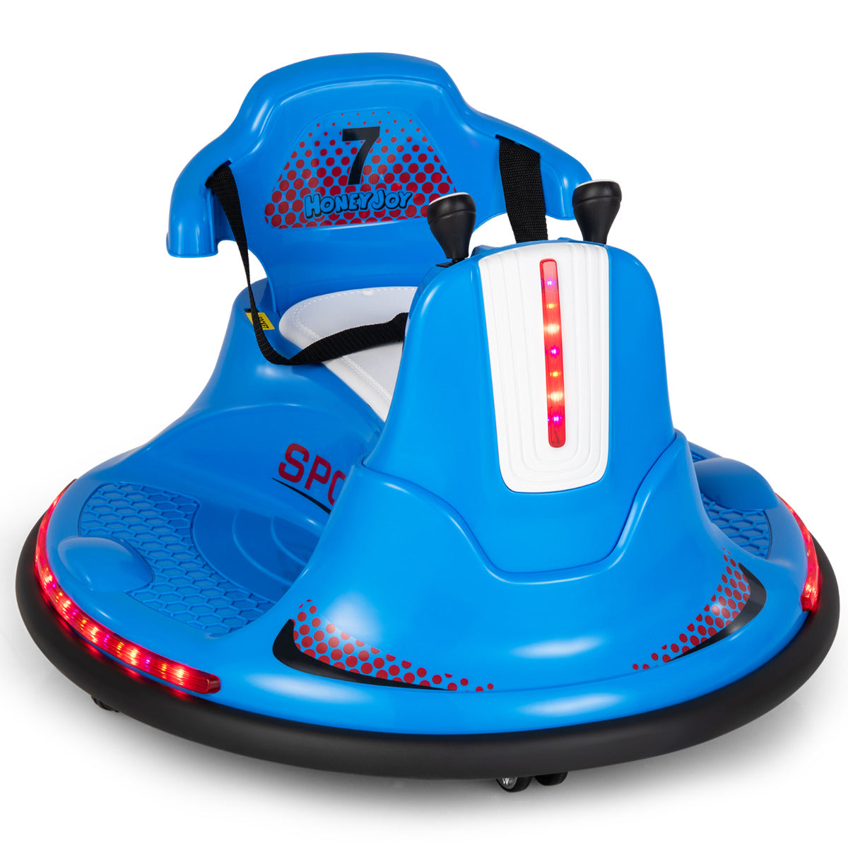 Carro de Choque Elétrico para Crianças com Bumper Carro de Pilhas 6V com Duplo Joystick Controlo Remoto 360° Rotação Luzes LED Azul