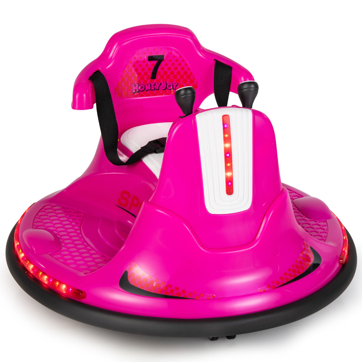 Carro de Choque Elétrico para Crianças Bumper Car 6V com Duplo Joystick Controlo Remoto 360° Luzes LED Cor-de-Rosa