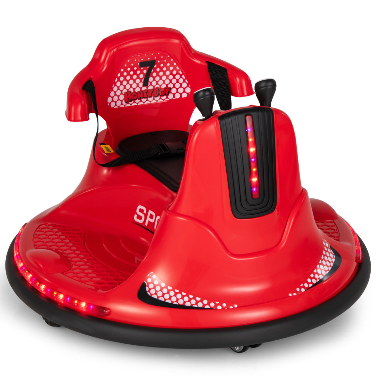 Carro de Choque Elétrico para Crianças Carro de Batida a Pilhas 6 V com Duplo Joystick Controlo Remoto 360° Rotação Luzes LED Vermelho