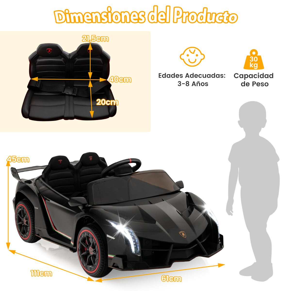 Carro Elétrico para Crianças – Preto