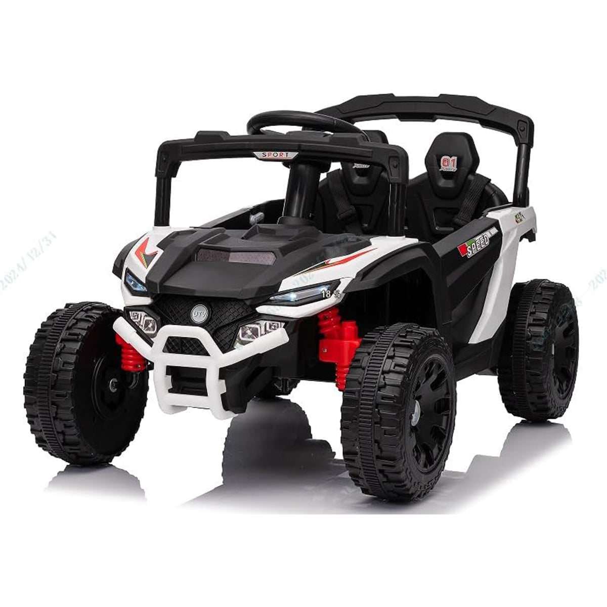 Coche Eléctrico Infantil de 12V Camião UTV com Controlo Remoto 3 Velocidades Luzes LED Música Buzina Veículo a Bateria para Crianças Branco