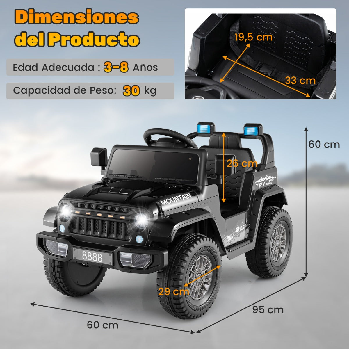 Carro Elétrico para Crianças – 12V – Preto