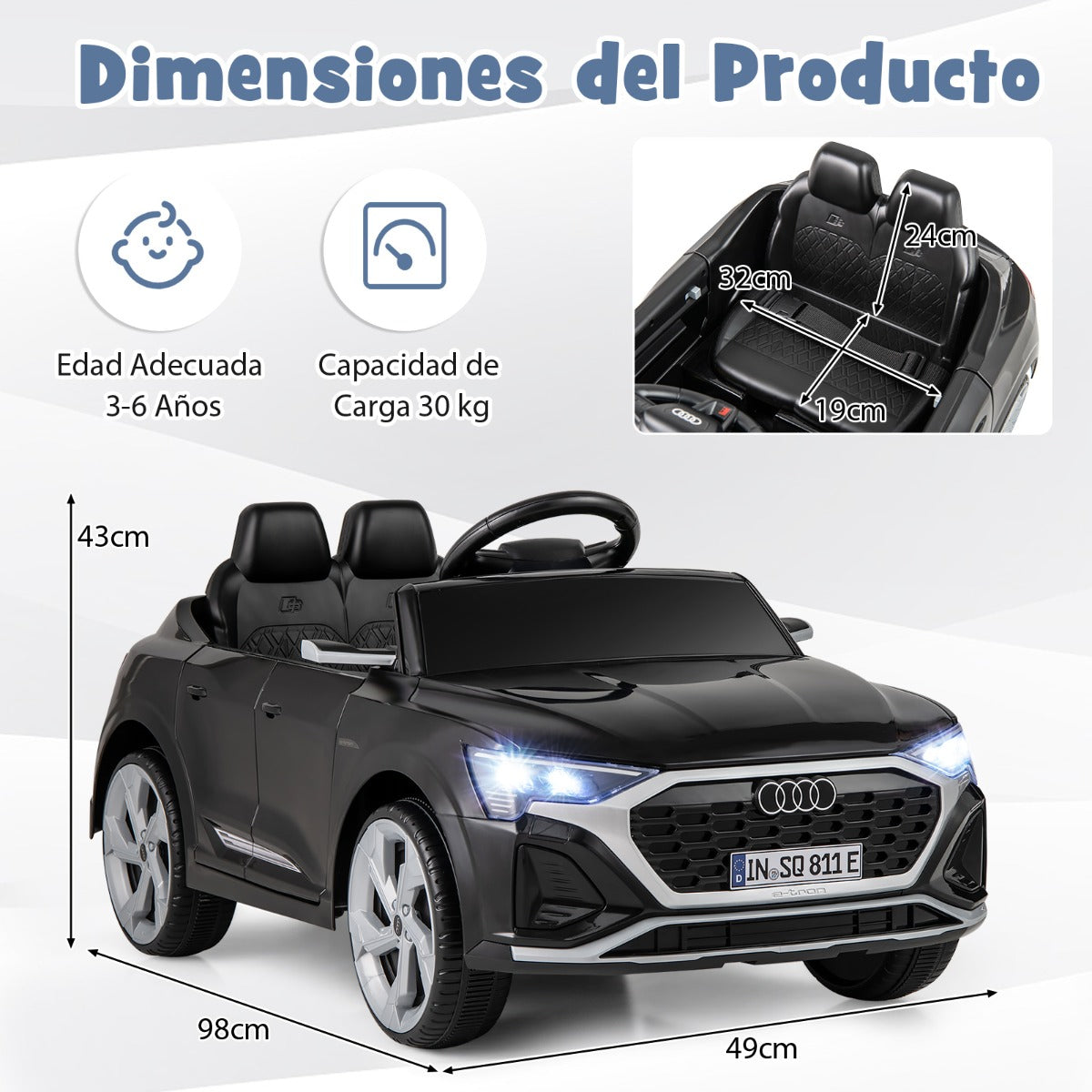 Carro Elétrico para Crianças – 12V – Preto
