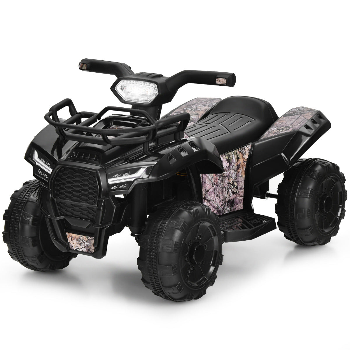 Coche Eléctrico ATV Quad de 6V para Crianças com 4 Rodas Resistentes ao Desgaste Música Buzina Luz LED Guiador Suave 44 x 66 x 42 cm Preto