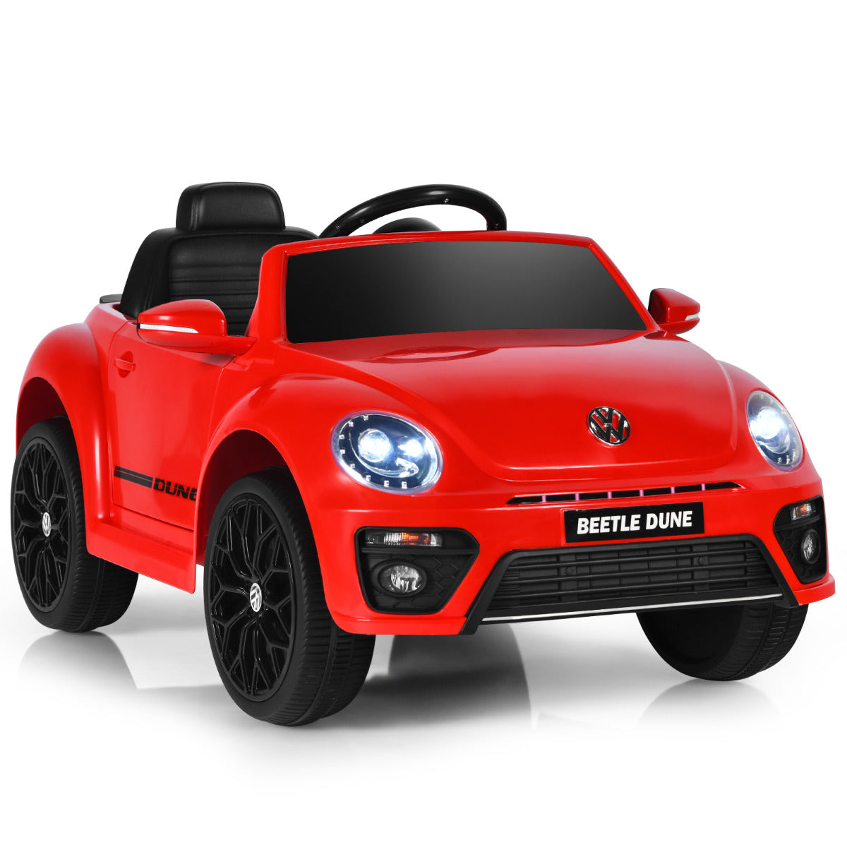 Carro Elétrico Volkswagen Beetle para Crianças Carro a Bateria 12V com Controlo Remoto Luzes Música Veículo Motorizado 95 x 56 x 47 cm Vermelho