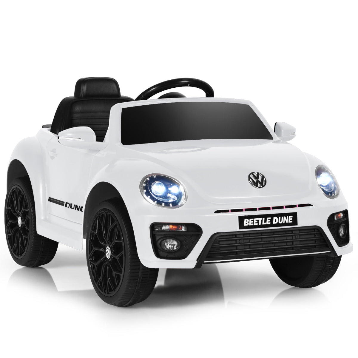 Carro Elétrico Volkswagen Beetle para Crianças Carro a Bateria 12V com Controlo Remoto Luzes Música Veículo Motorizado 95 x 56 x 47 cm Branco
