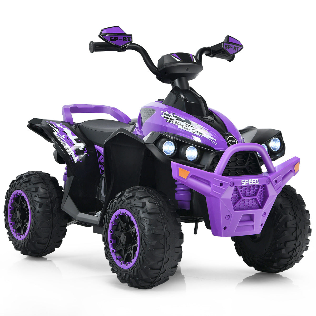 Carro Elétrico para Crianças Carro de Brincar a Bateria 12V com Velocidade Regulável Luzes LED Música Pedal 3-8 Anos 94 x 60 x 73 cm Roxo