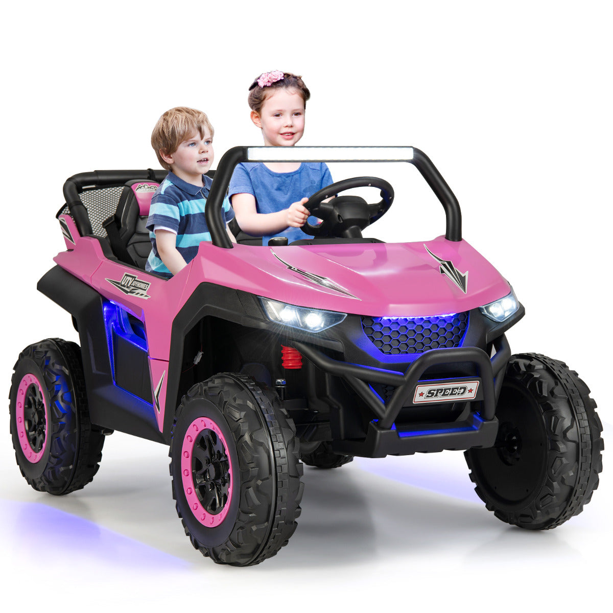 Carro Elétrico para Crianças – 118 x 74 x 71 cm – Rosa – 12V
