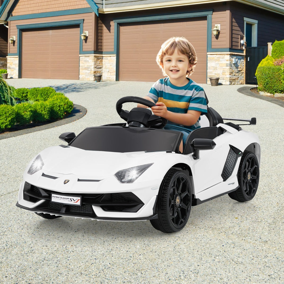 Carrinho de Passeio para Crianças 12V Veículo Elétrico para Crianças com Controlo Remoto Função de Arranque e Paragem Suaves Carrinho Branco