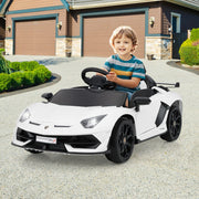 Carrinho de Passeio para Crianças 12V Veículo Elétrico para Crianças com Controlo Remoto Função de Arranque e Paragem Suaves Carrinho Branco